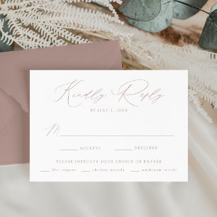 Cartons Réponse Mariage Élégant Moderne Choix de Repas Rose Poussi