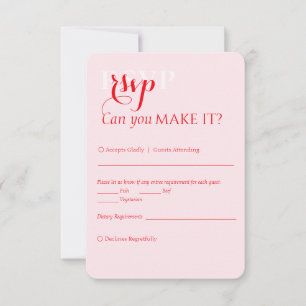 Cartons Réponse Mariage Élégant Moderne Gras Rouge Rose