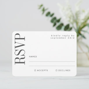 Cartons Réponse Mariage Élégant Moderne Minimaliste Noir et Blanc