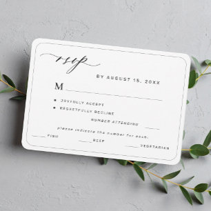 Cartons Réponse Mariage élégant moderne noir et blanc avec choix d