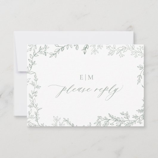 Cartons Réponse Mariage Élégant Monogramme Élégant de taille minim (Devant)