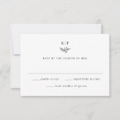 Cartons Réponse Mariage Élégant Monogramme Feuillage (Devant)