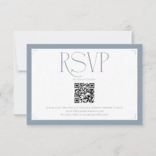 Cartons Réponse Mariage Élégant Monogramme Minimaliste Bleu Poussi