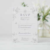 Cartons Réponse Mariage Élégant Neige d'Hiver Argentée (Debout devant)