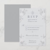 Cartons Réponse Mariage Élégant Neige d'Hiver Argentée (Devant / Derrière)