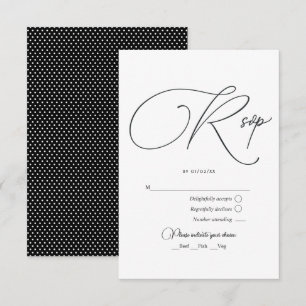 Cartons Réponse Mariage Élégant Noir et Blanc