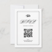 Cartons Réponse Mariage élégant noir et blanc avec branche et code (Devant)