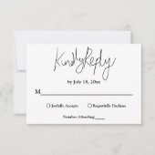Cartons Réponse Mariage Élégant Noir Et Blanc Minimal Moderne (Devant)