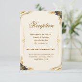 Cartons Réponse Mariage Élégant Noir & Or (Debout devant)