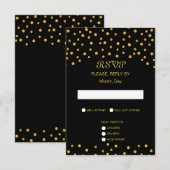 Cartons Réponse Mariage élégant noir or (Devant / Derrière)