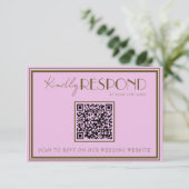 Cartons Réponse Mariage élégant QR Code Prairie Rose Argent de Poc (Debout devant)