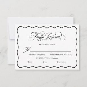 Cartons Réponse Mariage Élégant Répondez S'il Vous Plaît Cadre Ond