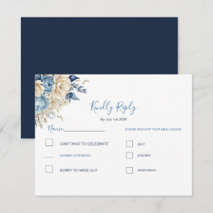 Cartons Réponse Mariage Élégant Rose Bleu et Ivoire