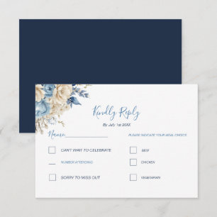 Cartons Réponse Mariage Élégant Rose Bleu et Ivoire