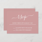 Cartons Réponse Mariage élégant rose et blanc poussiéreux (Devant / Derrière)