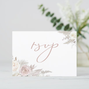 Cartons Réponse Mariage élégant Rose et ivoire