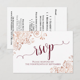 Cartons Réponse Mariage Élégant Rose Gold et Calligraphie Bourguig