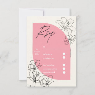 Cartons Réponse Mariage élégant rose pastel et crème