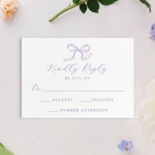 Cartons Réponse Mariage Élégant Ruban Lavande