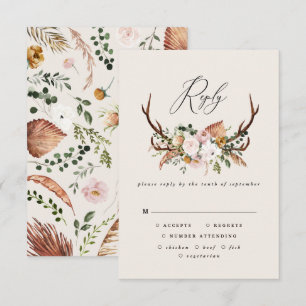 Cartons Réponse Mariage élégant rustique floral rose terracotta