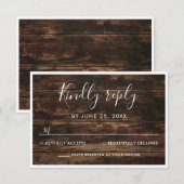 Cartons Réponse Mariage Élégant Simple Rustique en Bois de Grange  (Devant / Derrière)