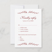 Cartons Réponse Mariage élégant tiré à la main (Devant)