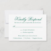 Cartons Réponse Mariage élégant traditionnel vert émeraude (Devant)