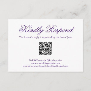 Cartons Réponse Mariage élégant traditionnel violet officiel QR Co