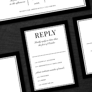 Cartons Réponse Mariage Élégant Typographie Vintage avec Bordure N