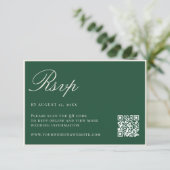 Cartons Réponse Mariage élégant vert QR Code à l'ancienne (Debout devant)