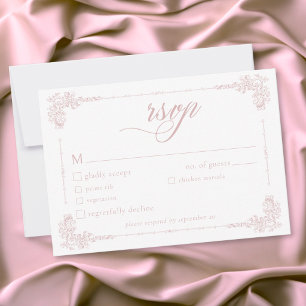 Cartons Réponse Mariage Élégant Vintage Baroque Rose Poussiéreux