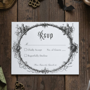 Cartons Réponse Mariage élégant vintage gothique toile noire cadre