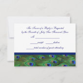 Cartons Réponse Mariage Emerald Green Royal Blue Peacock Feathers (Devant)
