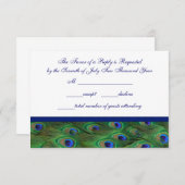 Cartons Réponse Mariage Emerald Green Royal Blue Peacock Feathers (Devant / Derrière)