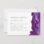 Cartons Réponse Mariage en Agate Argent Violet (Devant)