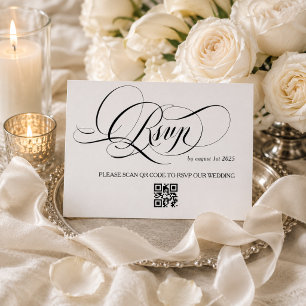 Cartons Réponse Mariage en calligraphie blanche et noire