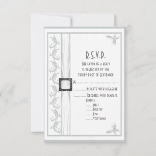 Cartons Réponse Mariage en dentelle blanche gris clair R.S.V.P