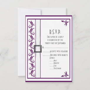 Cartons Réponse Mariage en dentelle violette et blanche R.S.V.P
