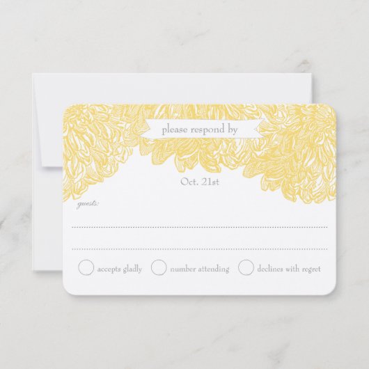 Cartons Réponse Mariage en fleur Dahlia jaune Iris (Devant)