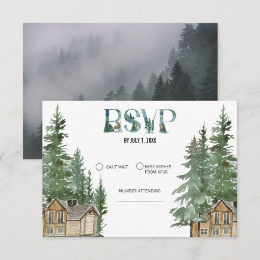 Cartons Réponse Mariage en forêt  (Devant / Derrière)