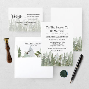 Cartons Réponse Mariage en forêt boisée vert
