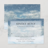 Cartons Réponse Mariage en forêt enneigée en hiver (Devant / Derrière)