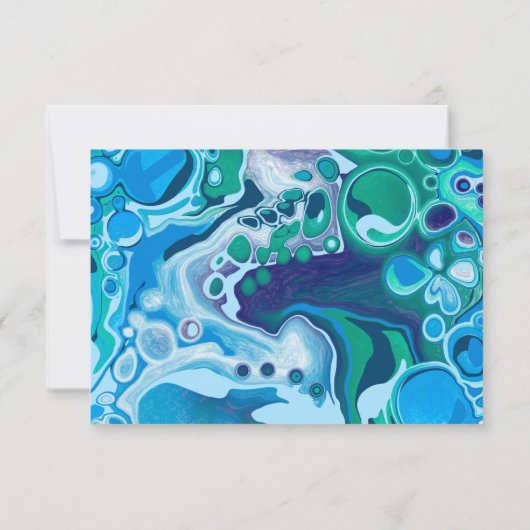 Cartons Réponse Mariage en marbre bleu et vert Enregistrer la date (Dos)