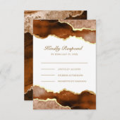 Cartons Réponse Mariage en marbre d'Agate en terracotta or orange  (Devant / Derrière)