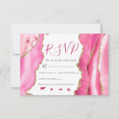 Cartons Réponse Mariage en pierre d'âge rose et or (Devant)