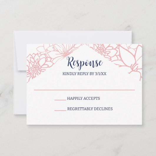 Cartons Réponse Mariage en silhouette rose (Devant)