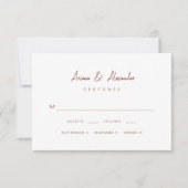 Cartons Réponse Mariage en terre cuite simple Script (Devant)