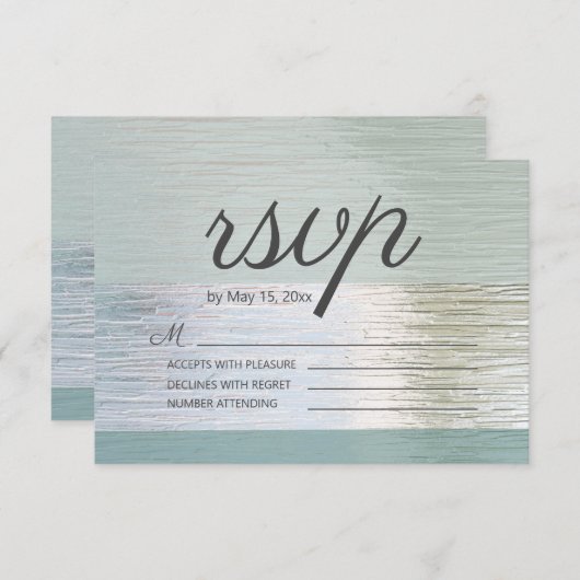 Cartons Réponse Mariage en verre bleu turquoise Silver (Devant / Derrière)