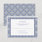 Cartons Réponse Mariage espagnol Blue Mexican Talavera (Devant / Derrière)