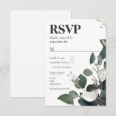 Cartons Réponse Mariage Eucalyptus moderne (Devant / Derrière)
